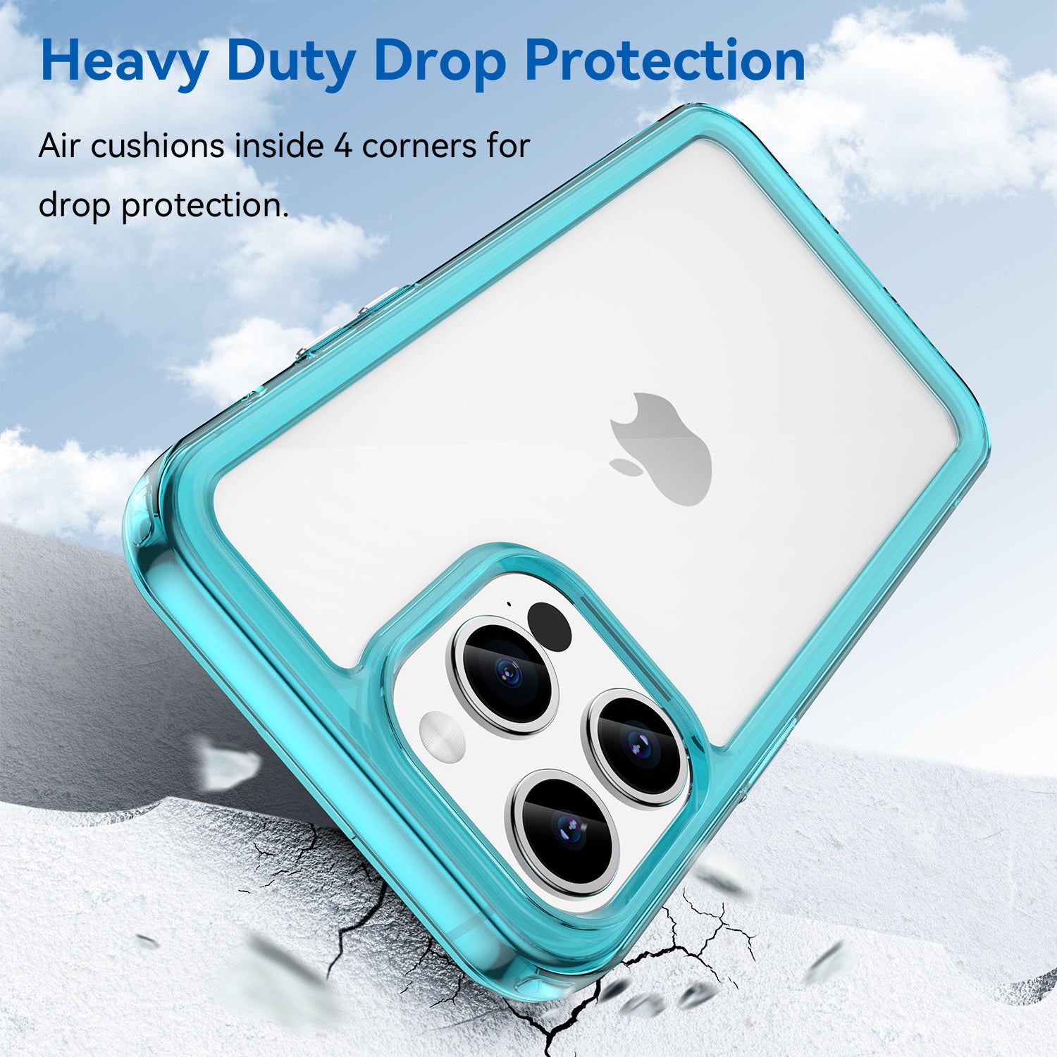 Uniqkart for iPhone 15 Pro TPU+Acrylic Shockproof Mobile Phone Back Cover Clear Protective Case - Transparent Blue Uniqkart for iPhone 15 Pro TPU+Acrylic Shockproof Mobile Phone Back Cover Clear Protective Case - Transparent Blue
